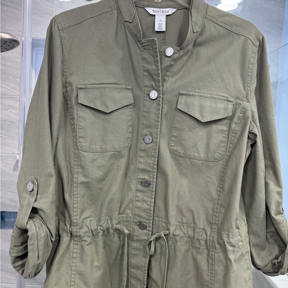Utility Jacket with Button Front in Olive